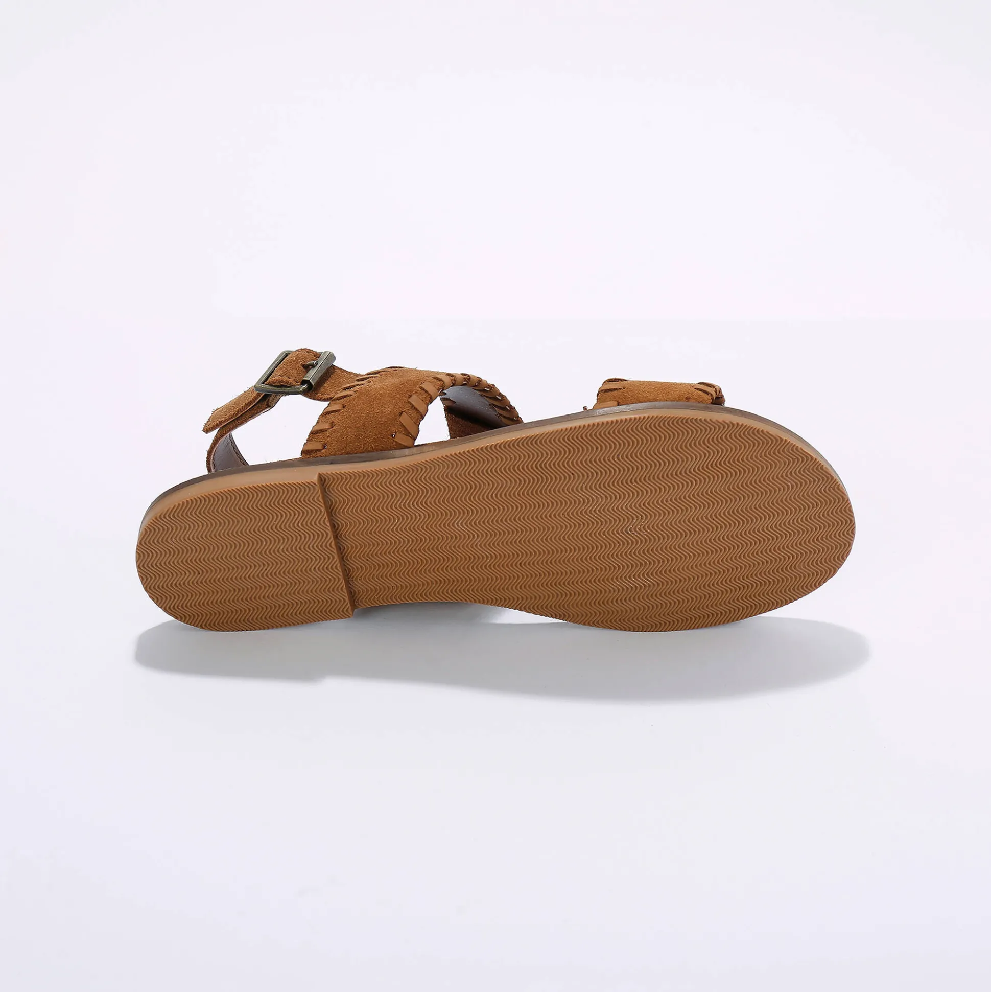 Leren sandalen met pompons