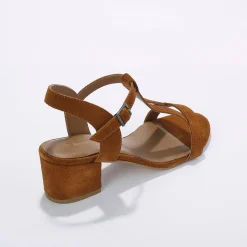 Leren sandalen met riempjes en hak, LWG-gecertificeerd
