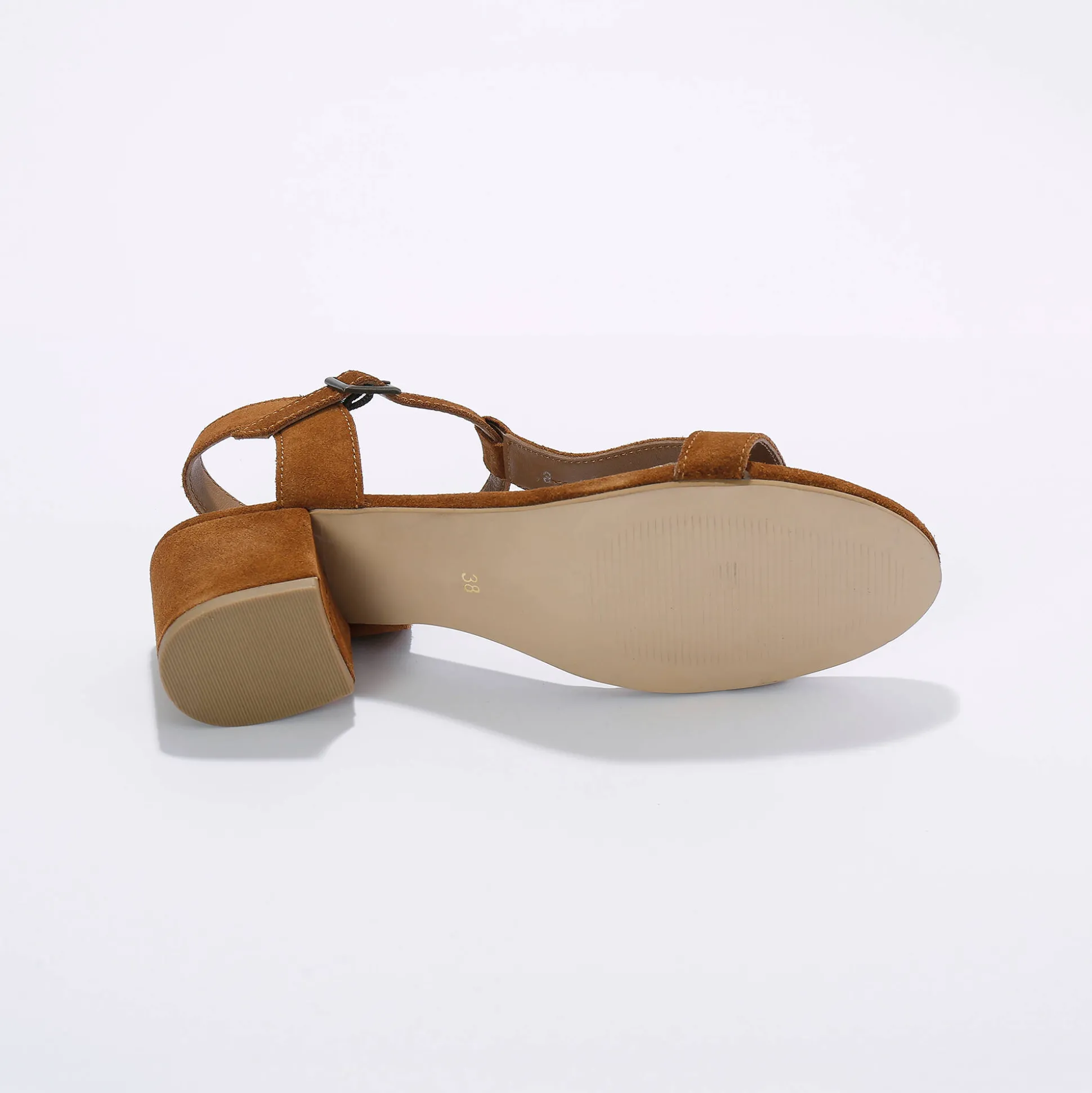 Leren sandalen met riempjes en hak, LWG-gecertificeerd
