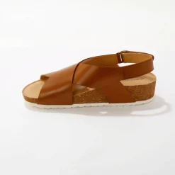 Leren sandalen met sleehak en riempjes