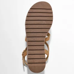 Leren sandalen met sleehak, 2 materialen