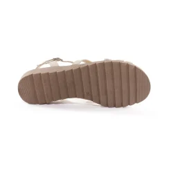 Leren sandalen met sleehak, 2 materialen