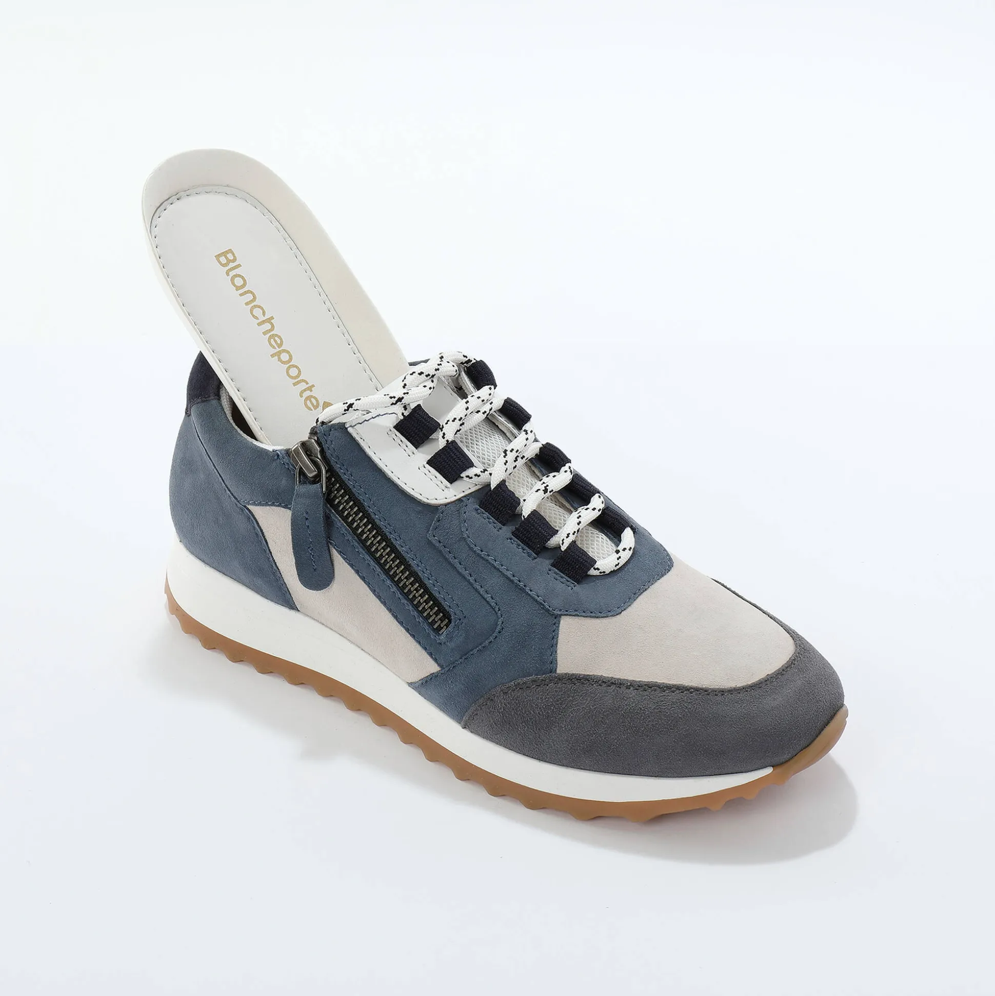 Leren sneakers met contrasterende fantasiepasjes