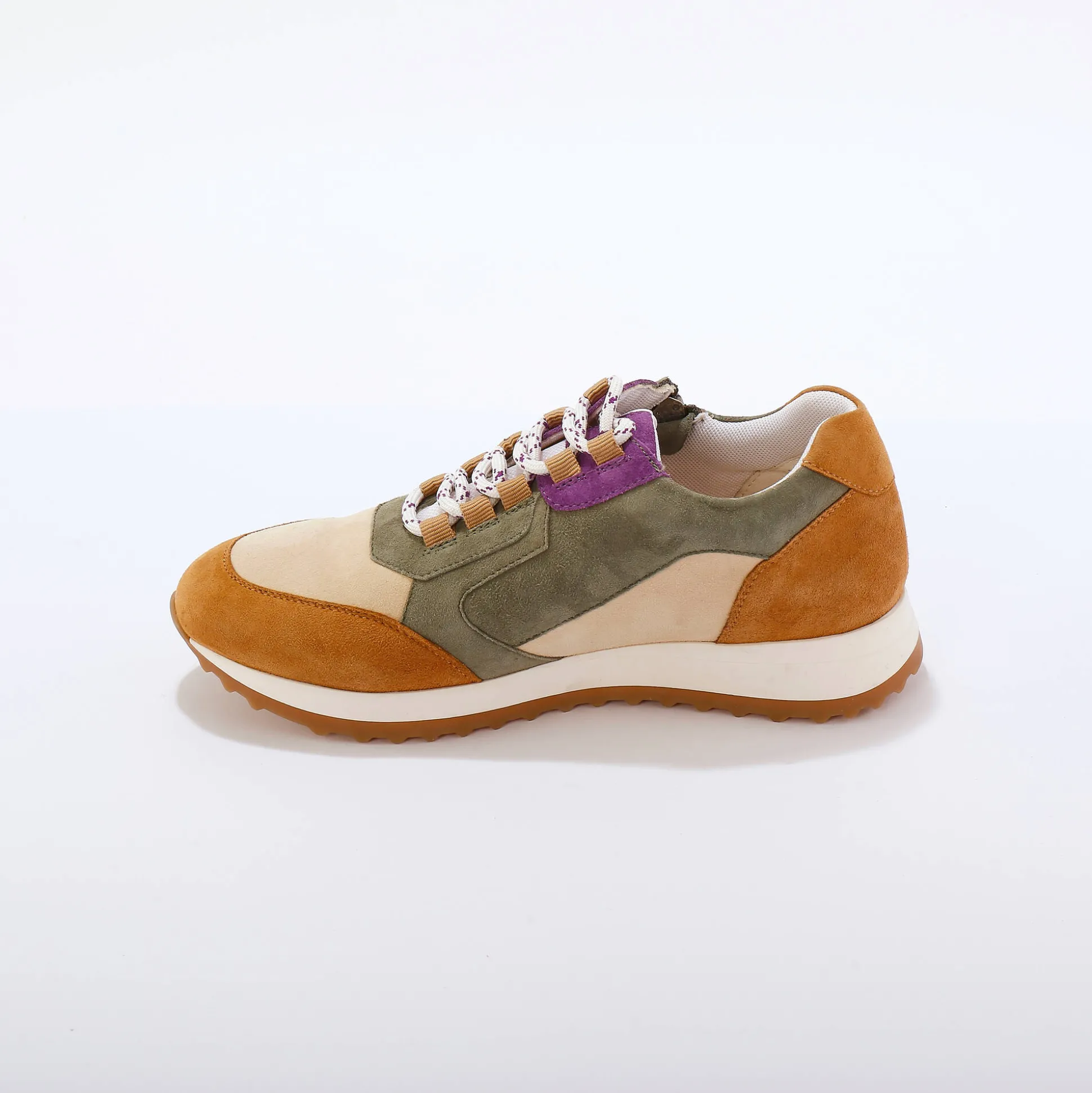 Leren sneakers met contrasterende fantasiepasjes