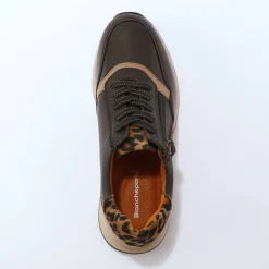 Leren sneakers met rits en veters