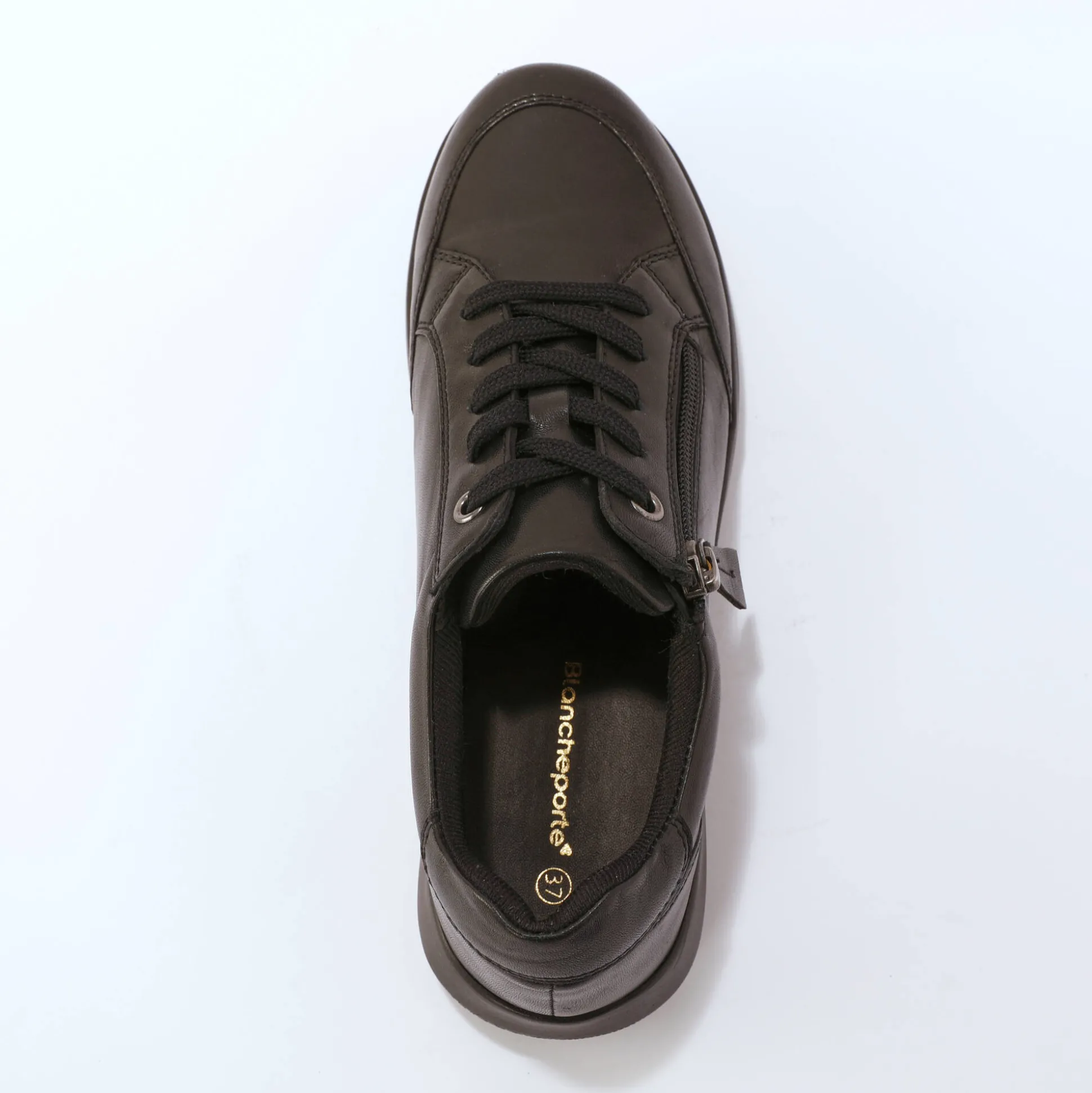Leren sneakers met rits en veters