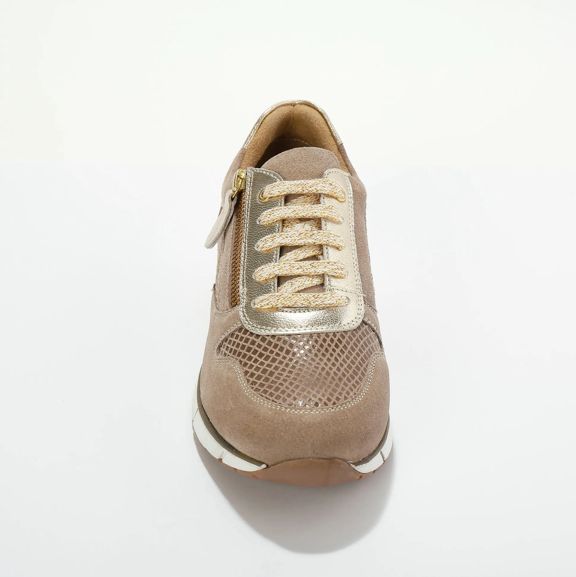 Leren sneakers met rits en veters