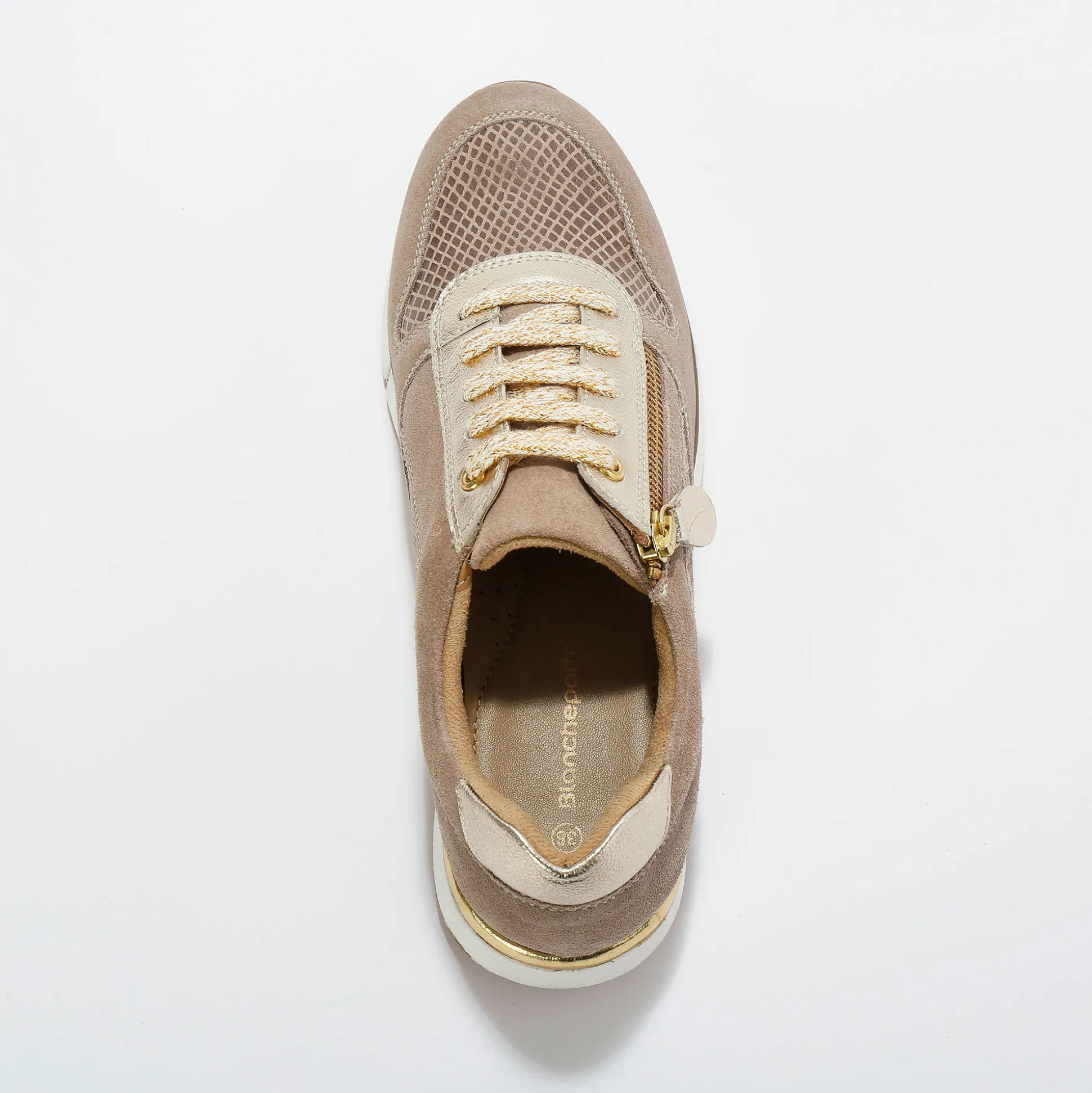 Leren sneakers met rits en veters