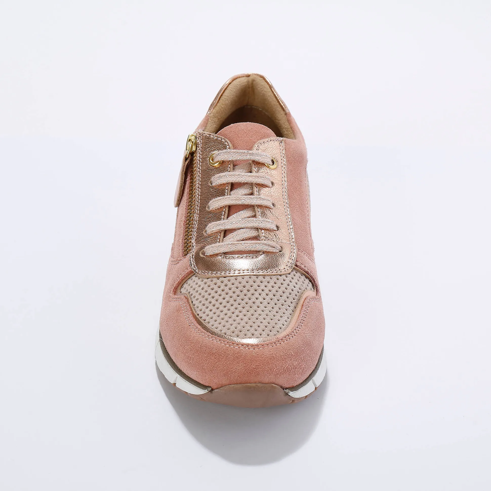 Leren sneakers met rits en veters
