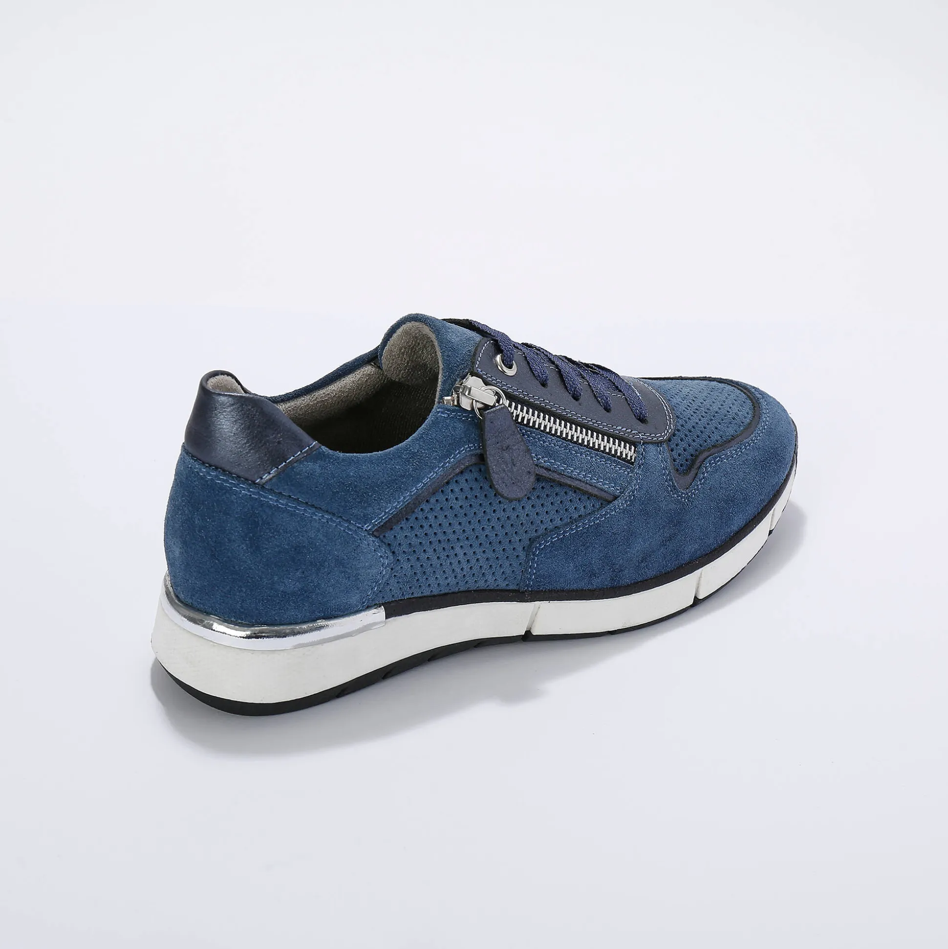 Leren sneakers met rits en veters