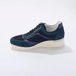 Leren sneakers met sleehak, LWG-gecertificeerd