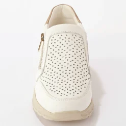 Leren sneakers met sleehak en rits