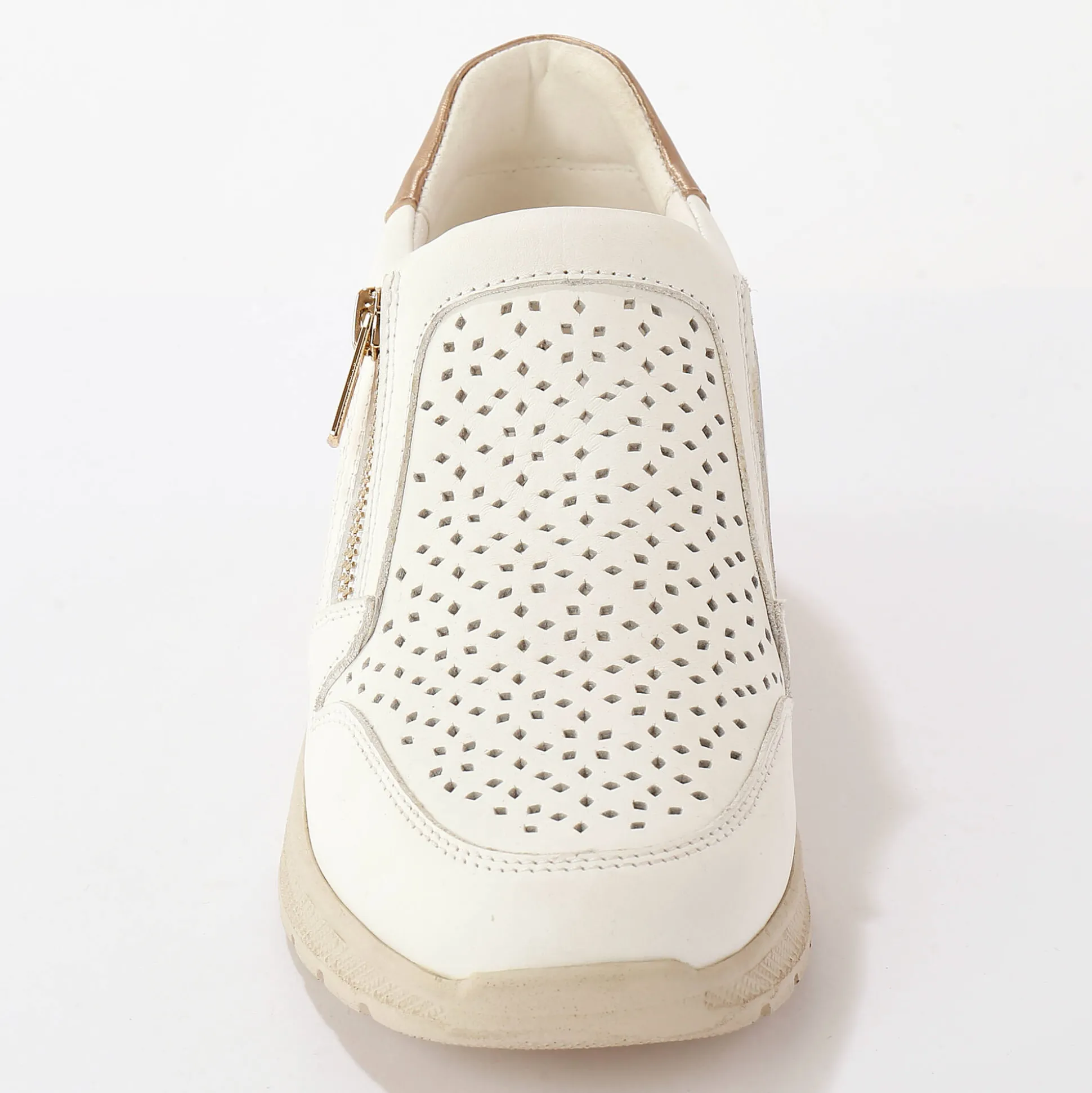 Leren sneakers met sleehak en rits