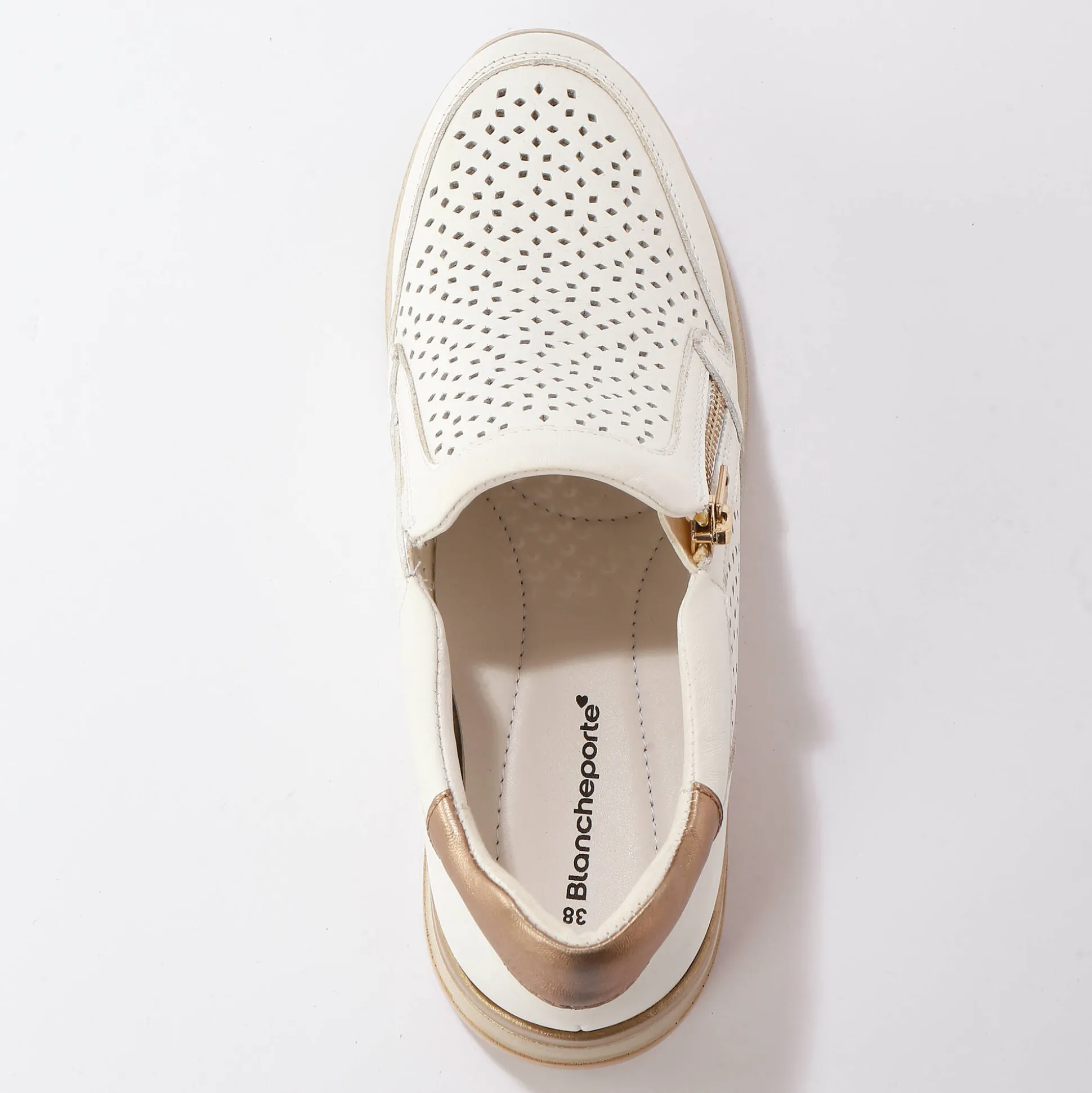 Leren sneakers met sleehak en rits