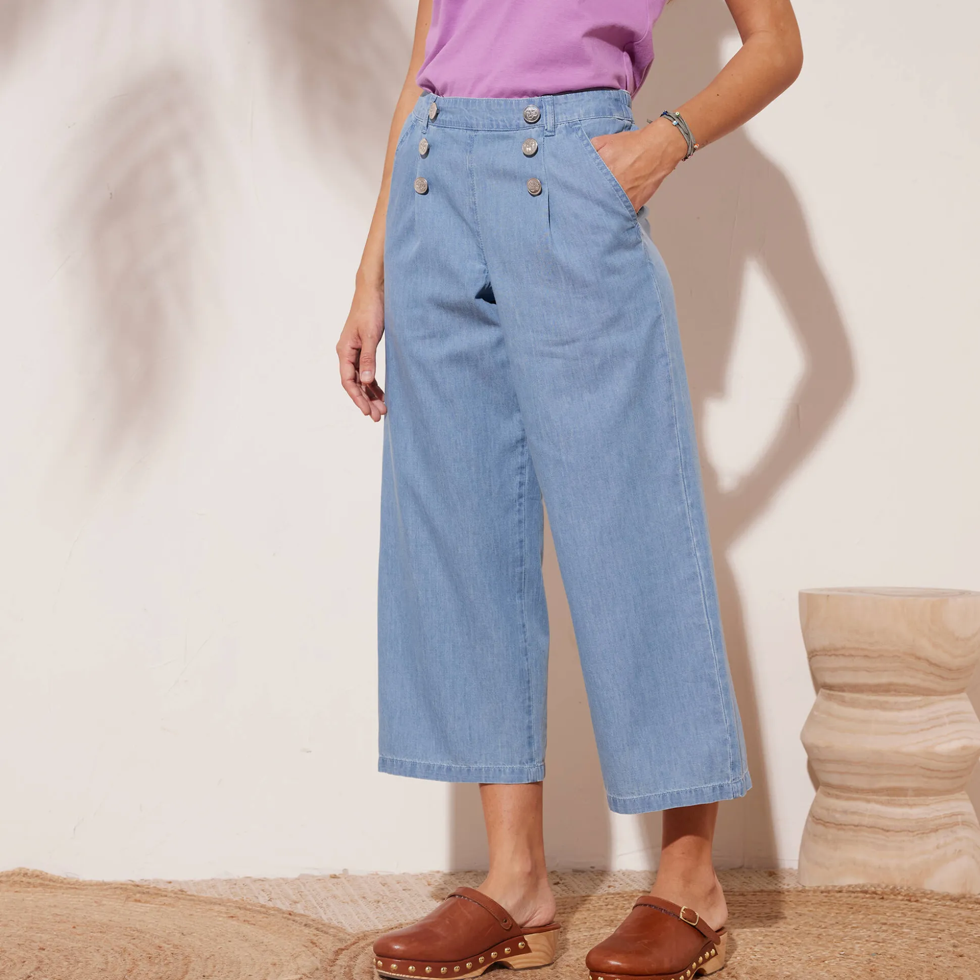 Lichte jeans met knooppand