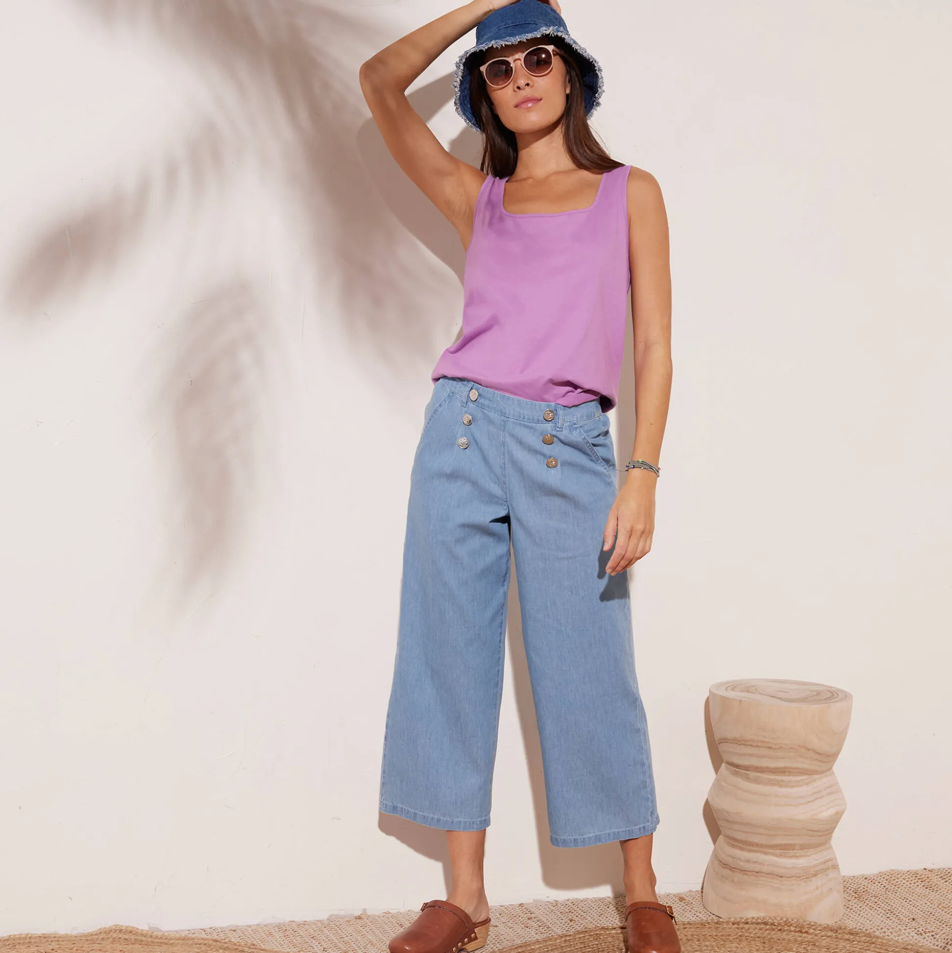 Lichte jeans met knooppand