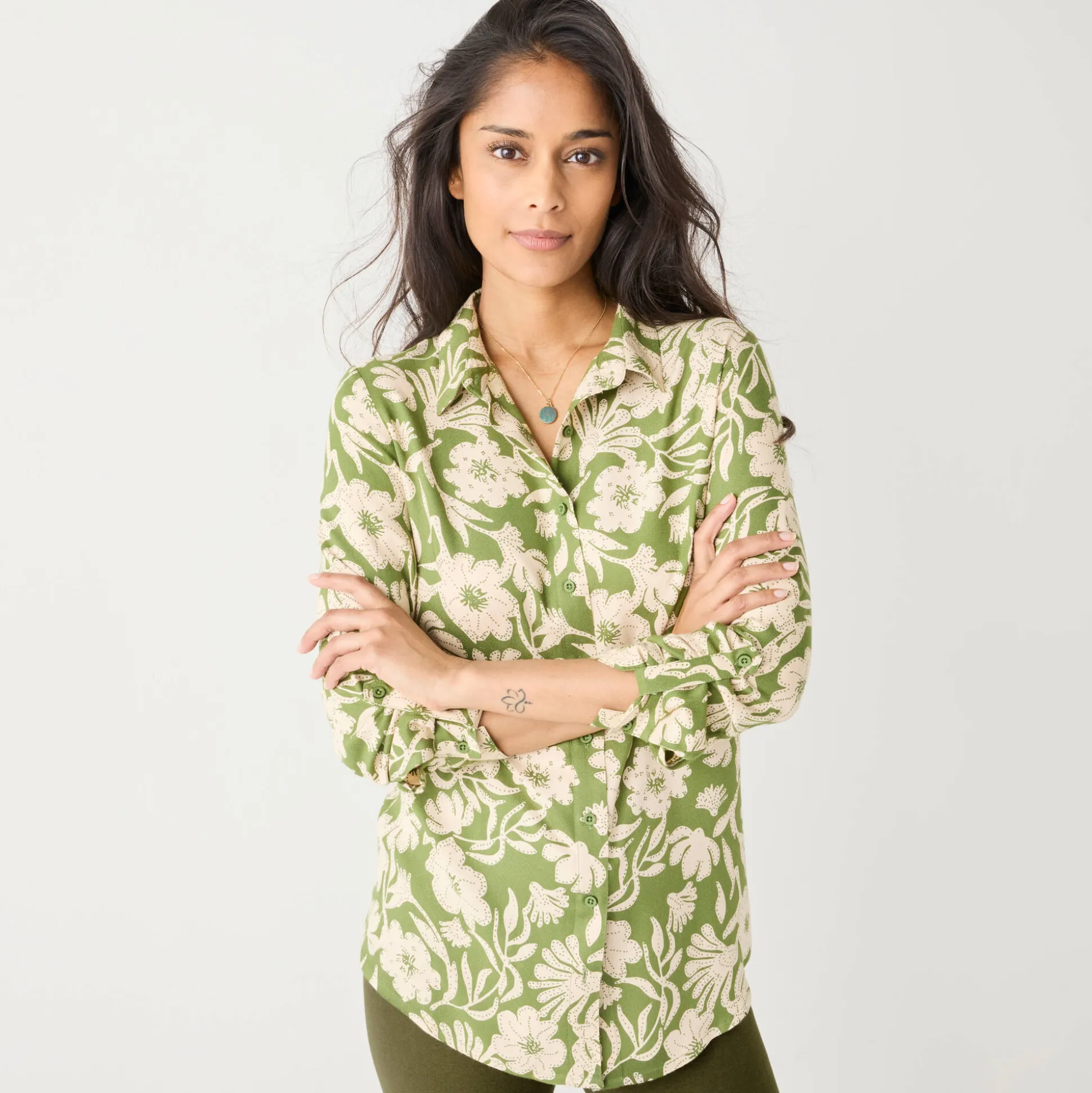 Likethemd met tweekleurige print, crêpe