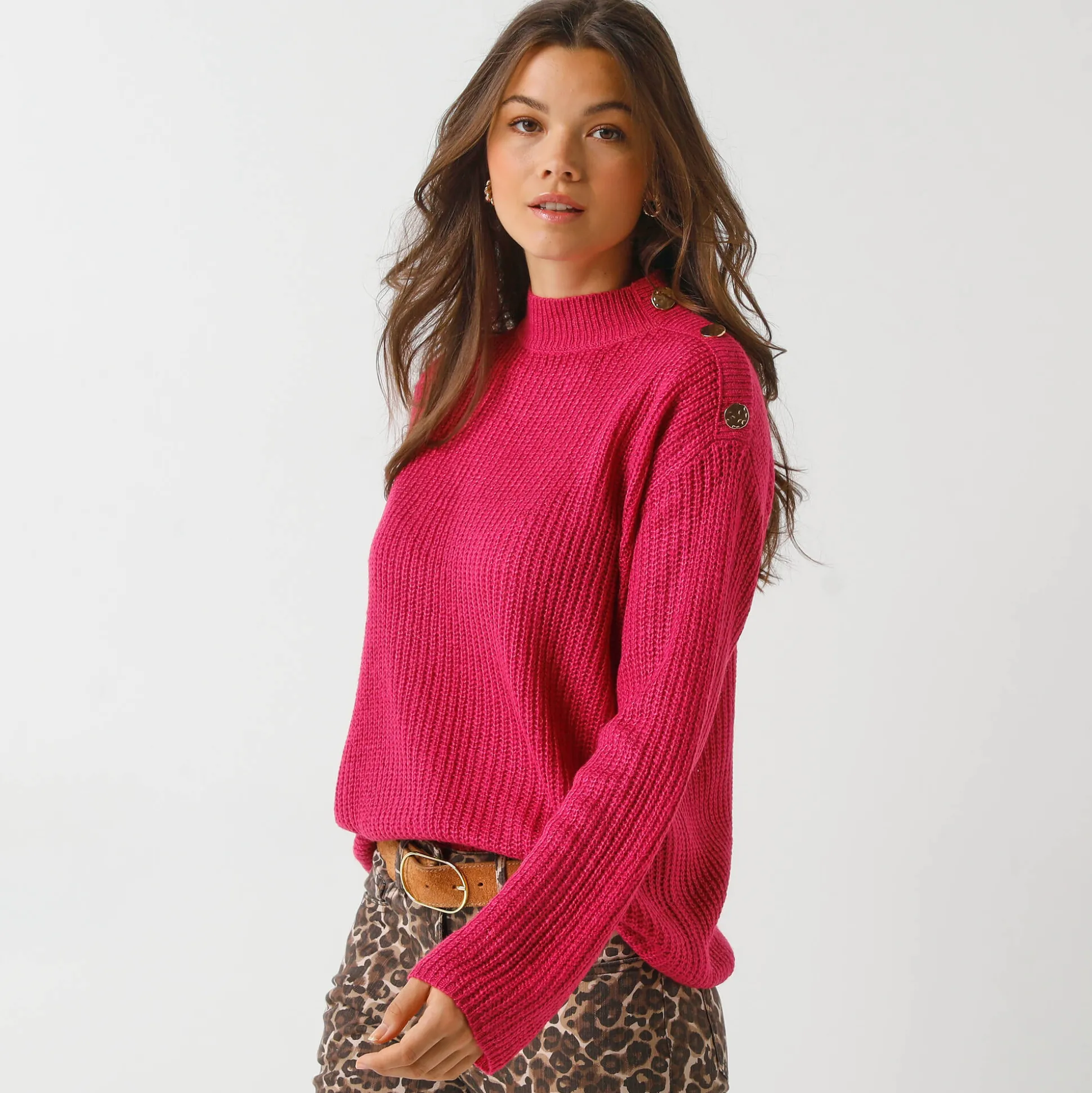 Loose trui, lange en ruime mouwen, patenttricot