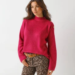 Loose trui, lange en ruime mouwen, patenttricot