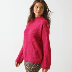 Loose trui, lange en ruime mouwen, patenttricot