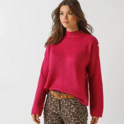 Loose trui, lange en ruime mouwen, patenttricot