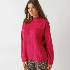 Loose trui, lange en ruime mouwen, patenttricot