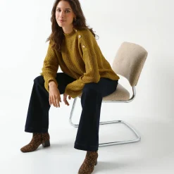 Loose trui, lange en ruime mouwen, patenttricot