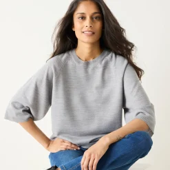 Loose trui met ellebooglange mouwen, zachte touch