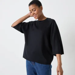 Loose trui met ellebooglange mouwen, zachte touch