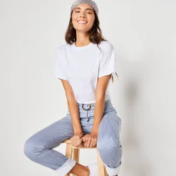 Loose' T-shirt in katoen, effen