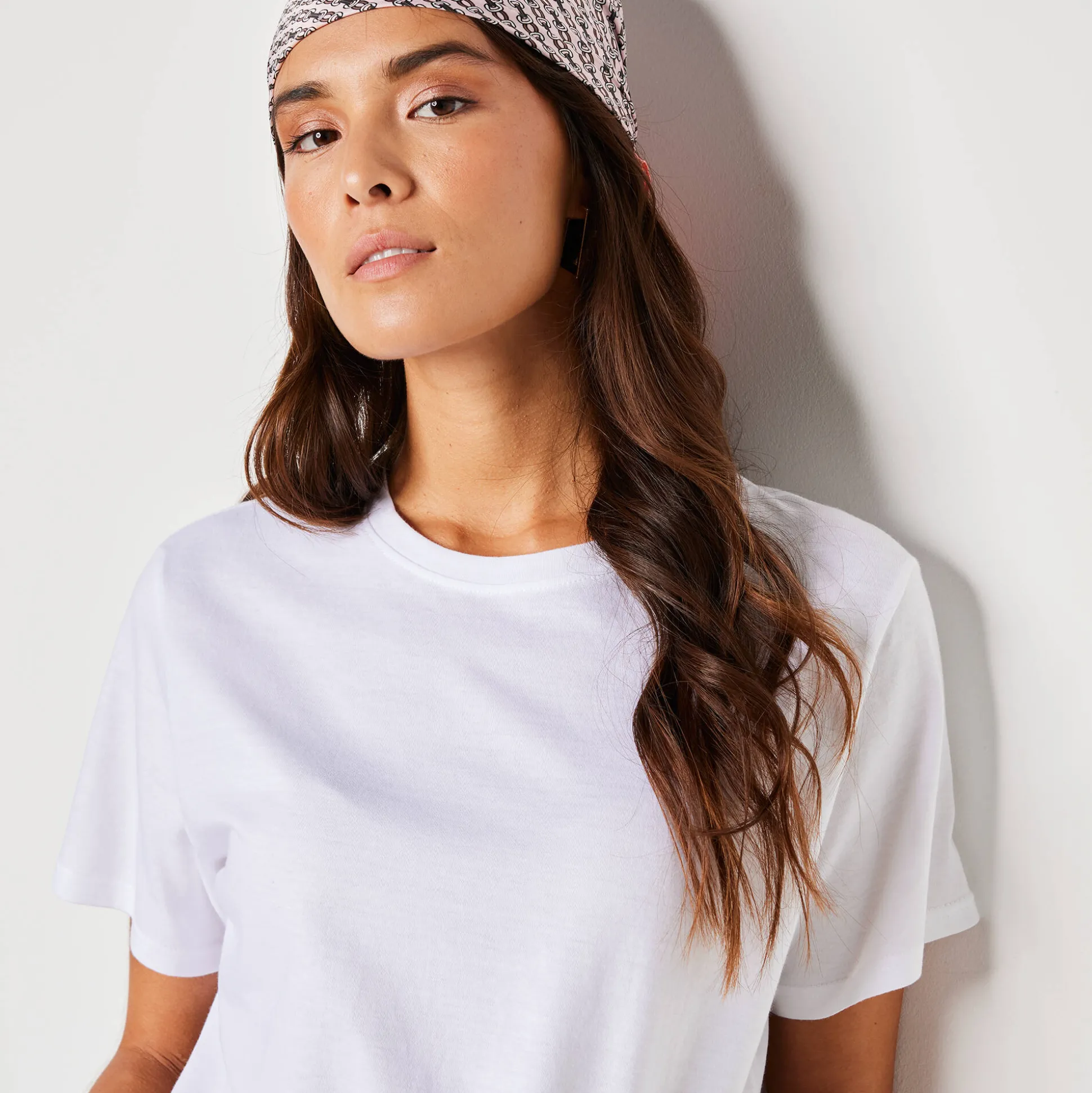 Loose' T-shirt in katoen, effen