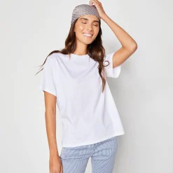 Loose' T-shirt in katoen, effen