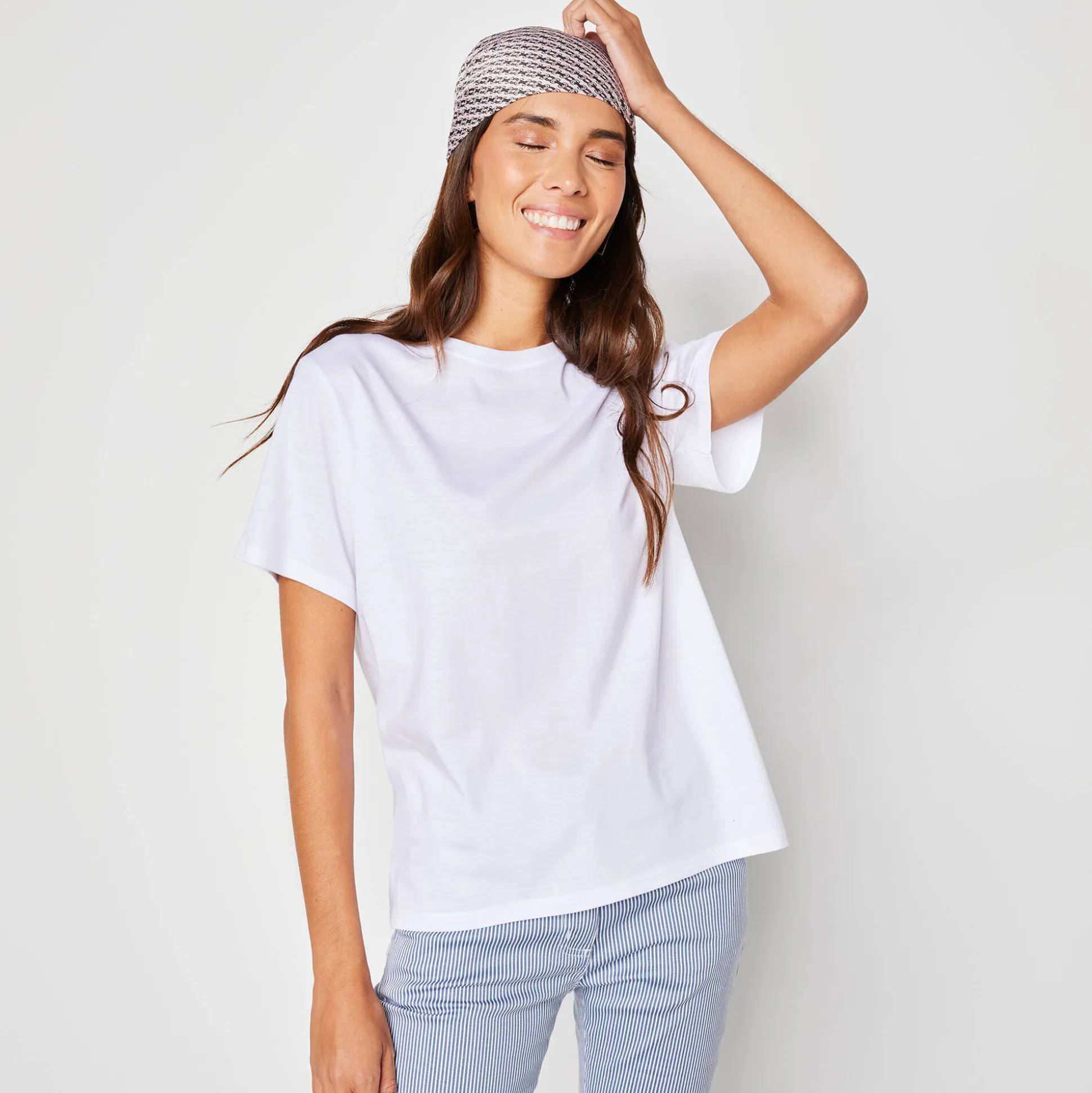 Loose' T-shirt in katoen, effen