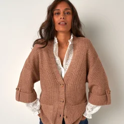 Loose vest met knopen, 7/8-mouwen
