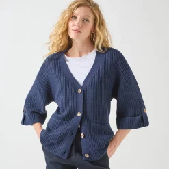 Loose vest met knopen, 7/8-mouwen