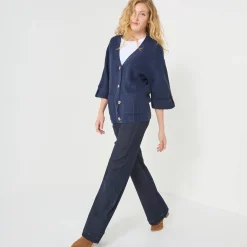 Loose vest met knopen, 7/8-mouwen