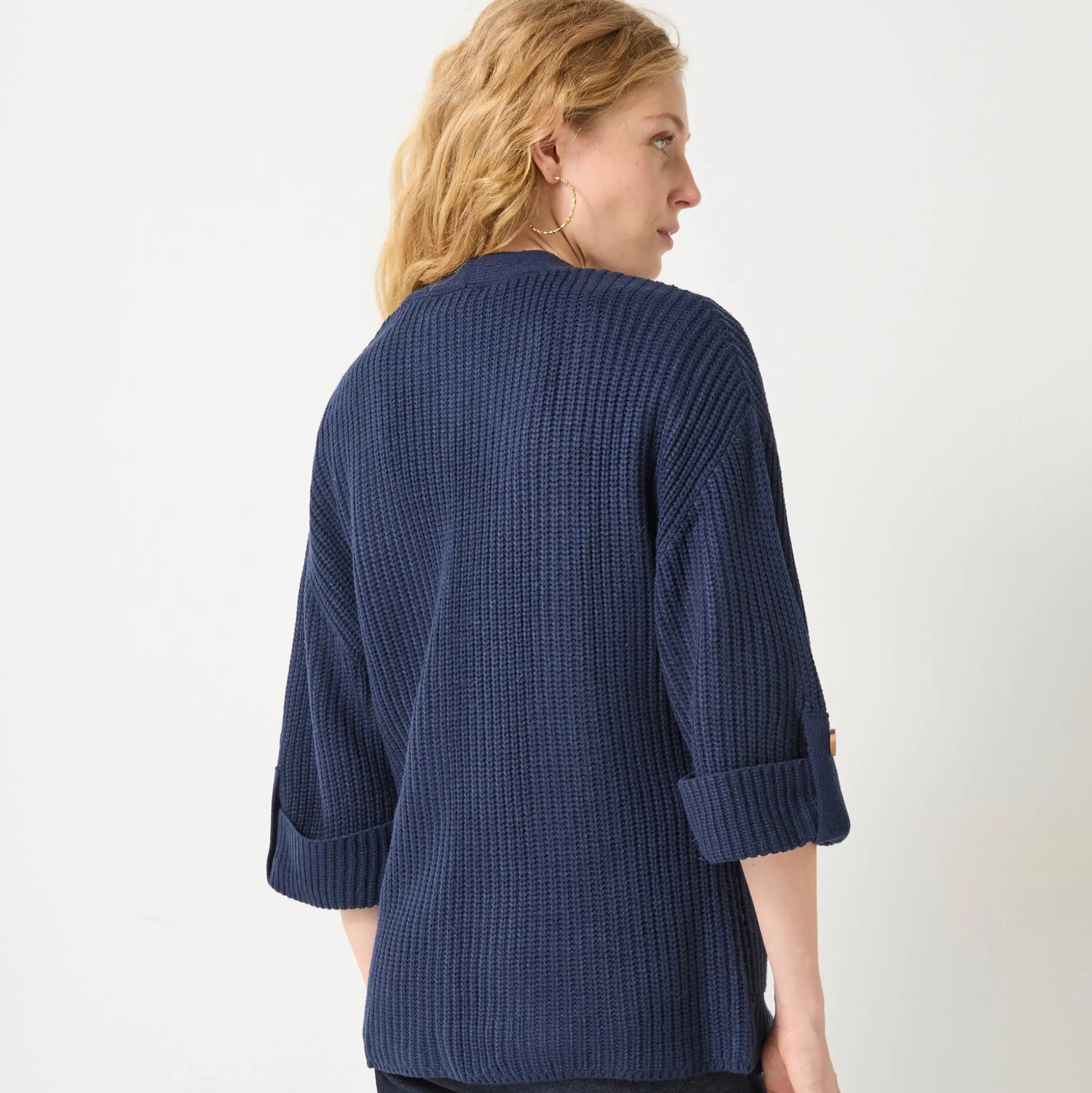 Loose vest met knopen, 7/8-mouwen