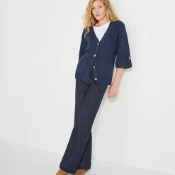 Loose vest met knopen, 7/8-mouwen