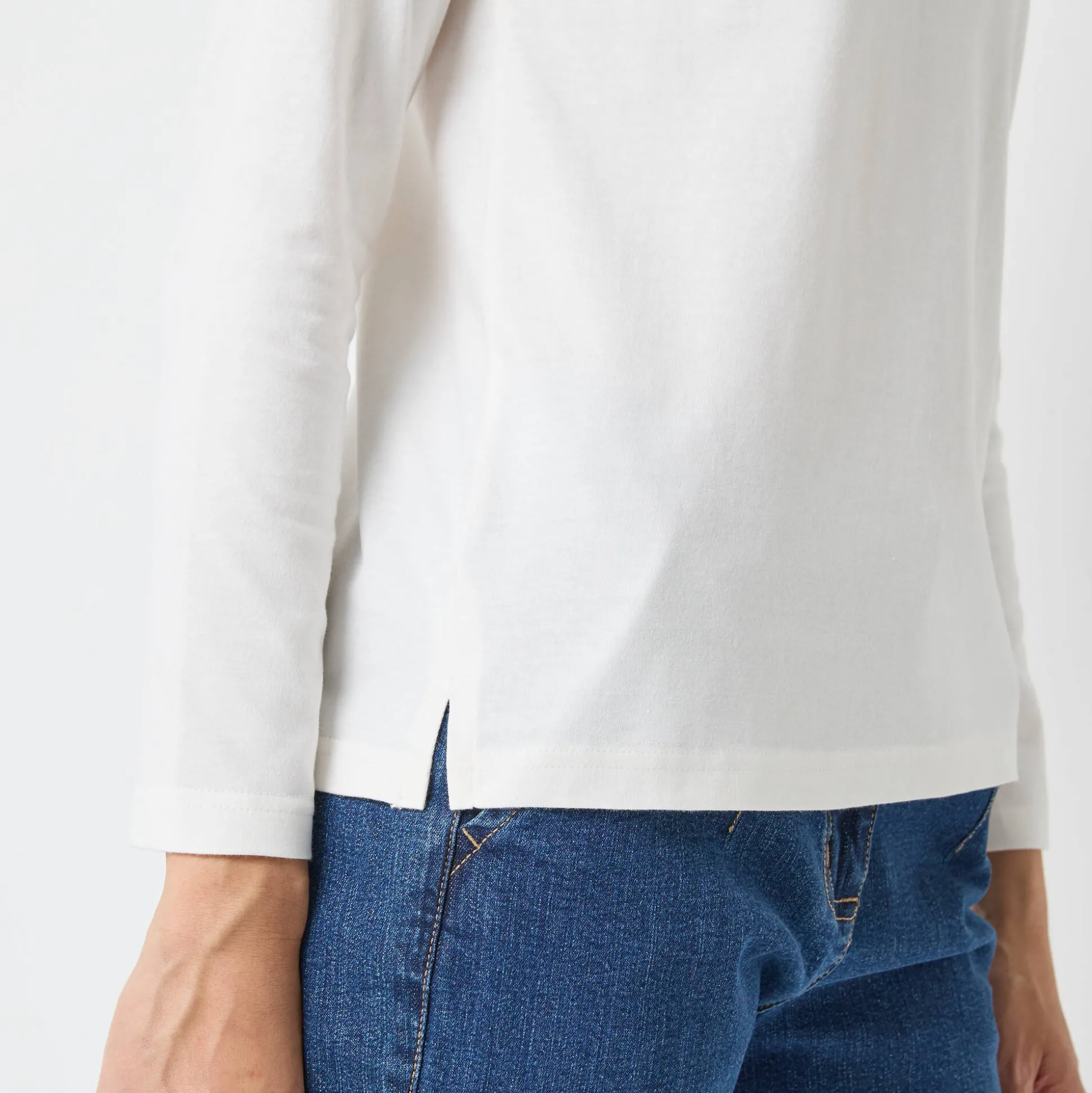 Marineshirt met lange mouwen, geborduurd hartje in effen of luipaard