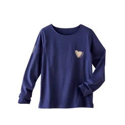 Marineshirt met lange mouwen, geborduurd hartje in effen of luipaard
