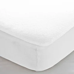 Matrasbeschermer in absorberend, gerecycleerd katoenmolton, hoeken van 29 cm