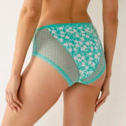 Maxislip in kant en katoen, effen en met bloemenprint, Tropea - set van 4