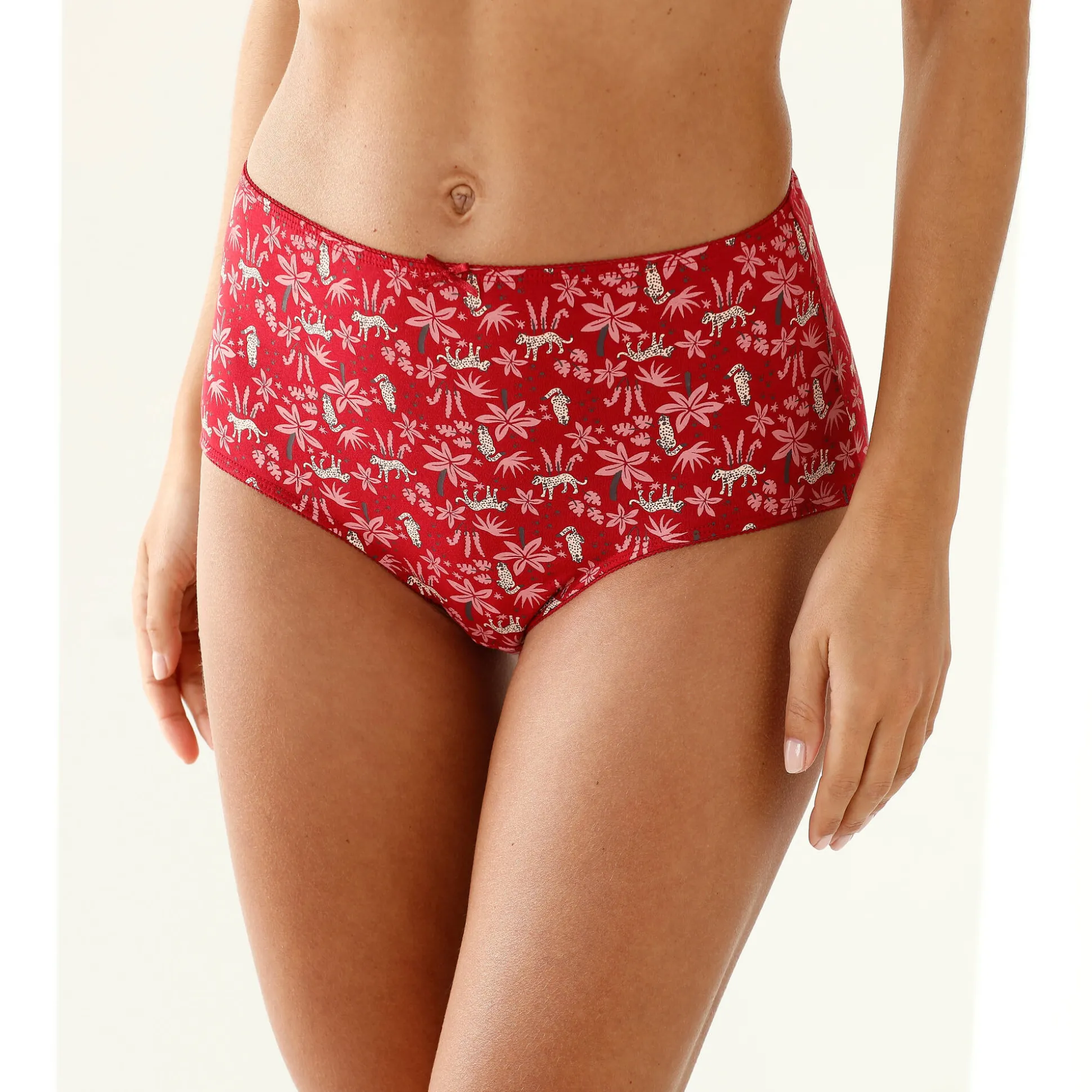 Maxislip in stretchkatoen met "panter" print - Set van 4