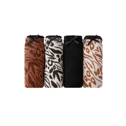 Midislip in katoen met dierenhuidprint - set van 4