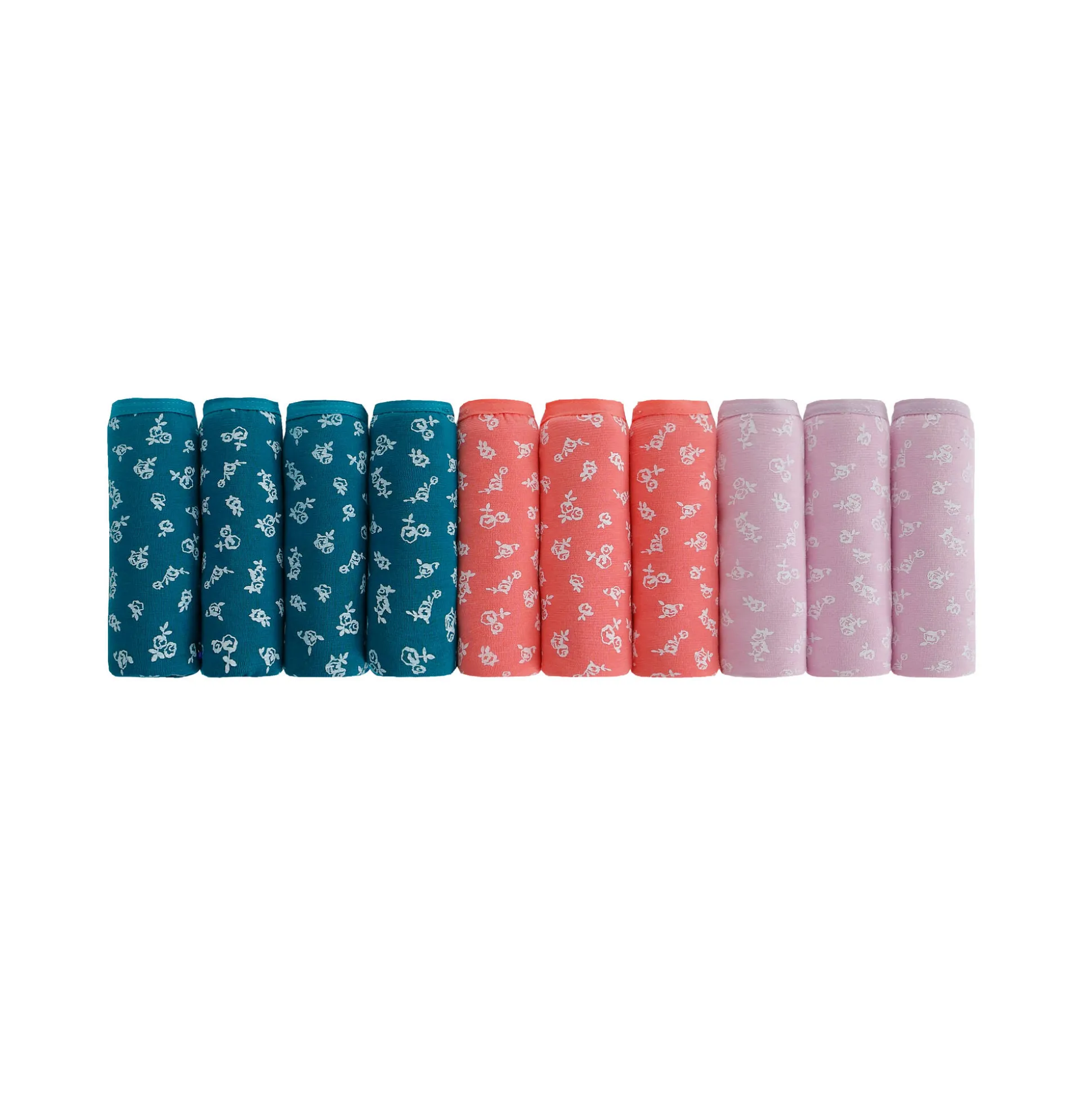Midislip in stretchkatoen met bloemenprint - set van 10