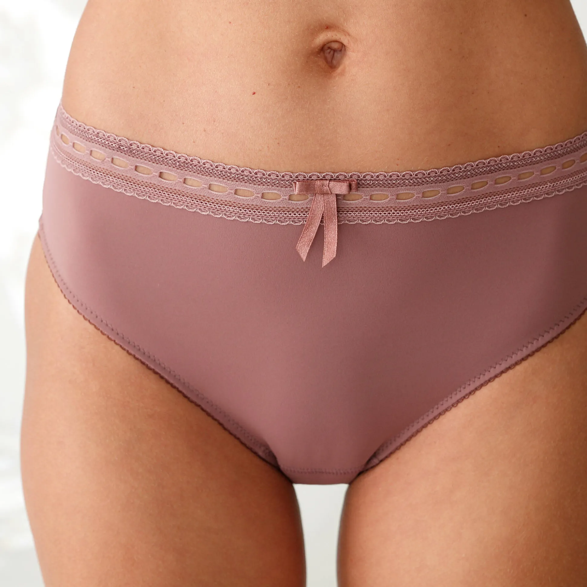 Midislip met hoge taille en kanten tailleband in microvezel - set van 3