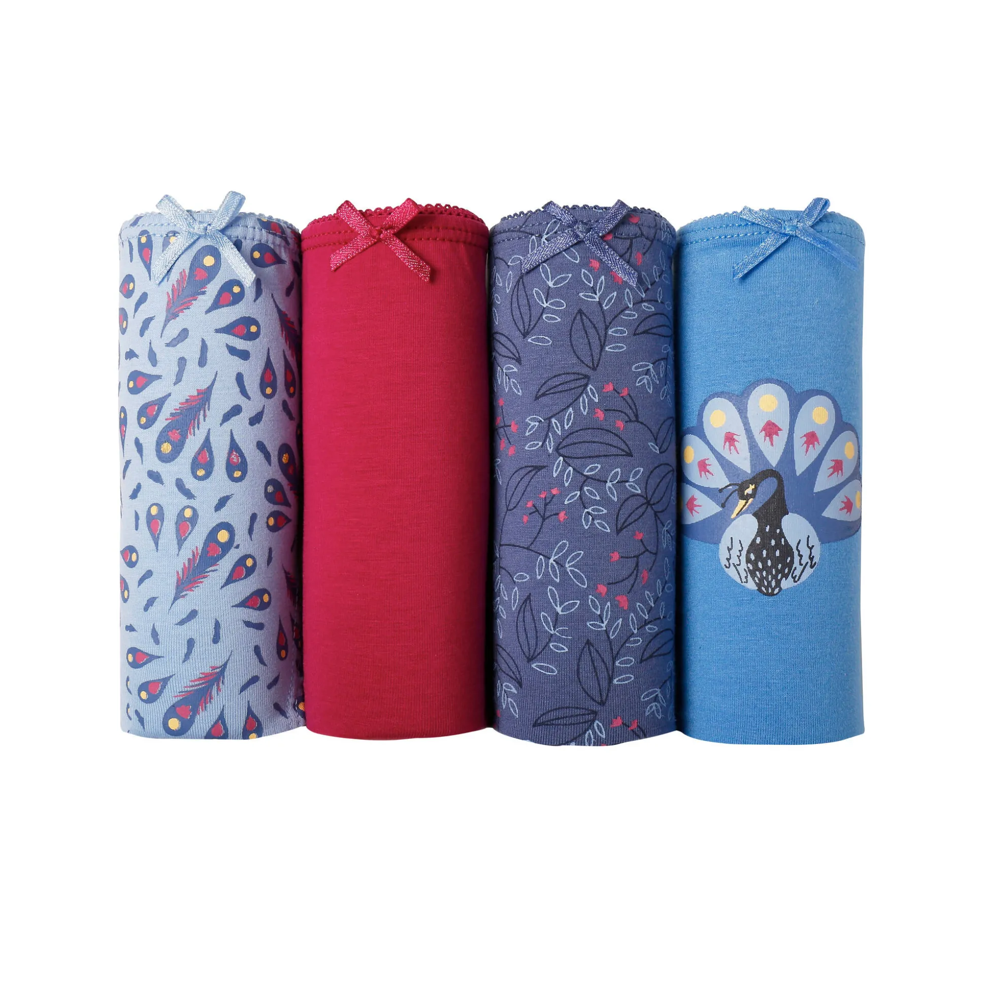 Midislip met "pauw" print - set van 4