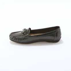 Mocassins met gesp, metallic effect