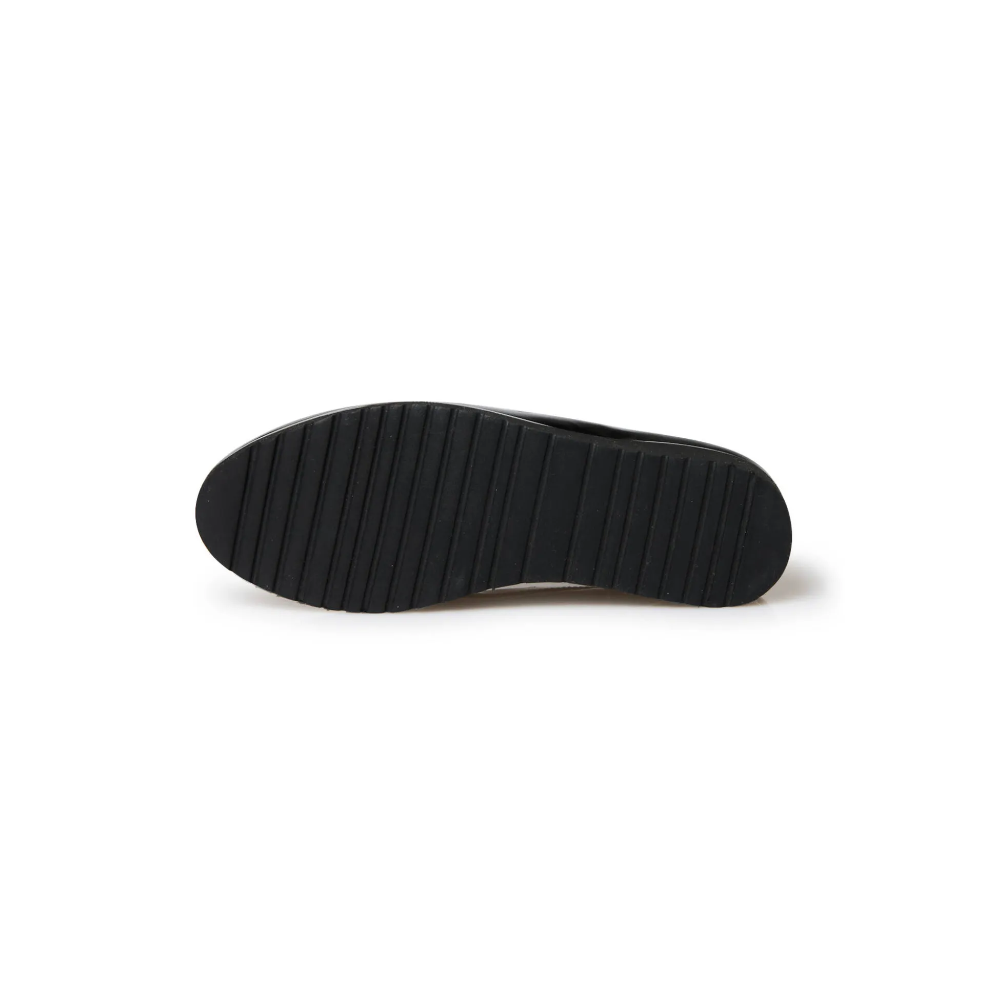 Mocassins met sleehak en fantasiejuweel in lakleer