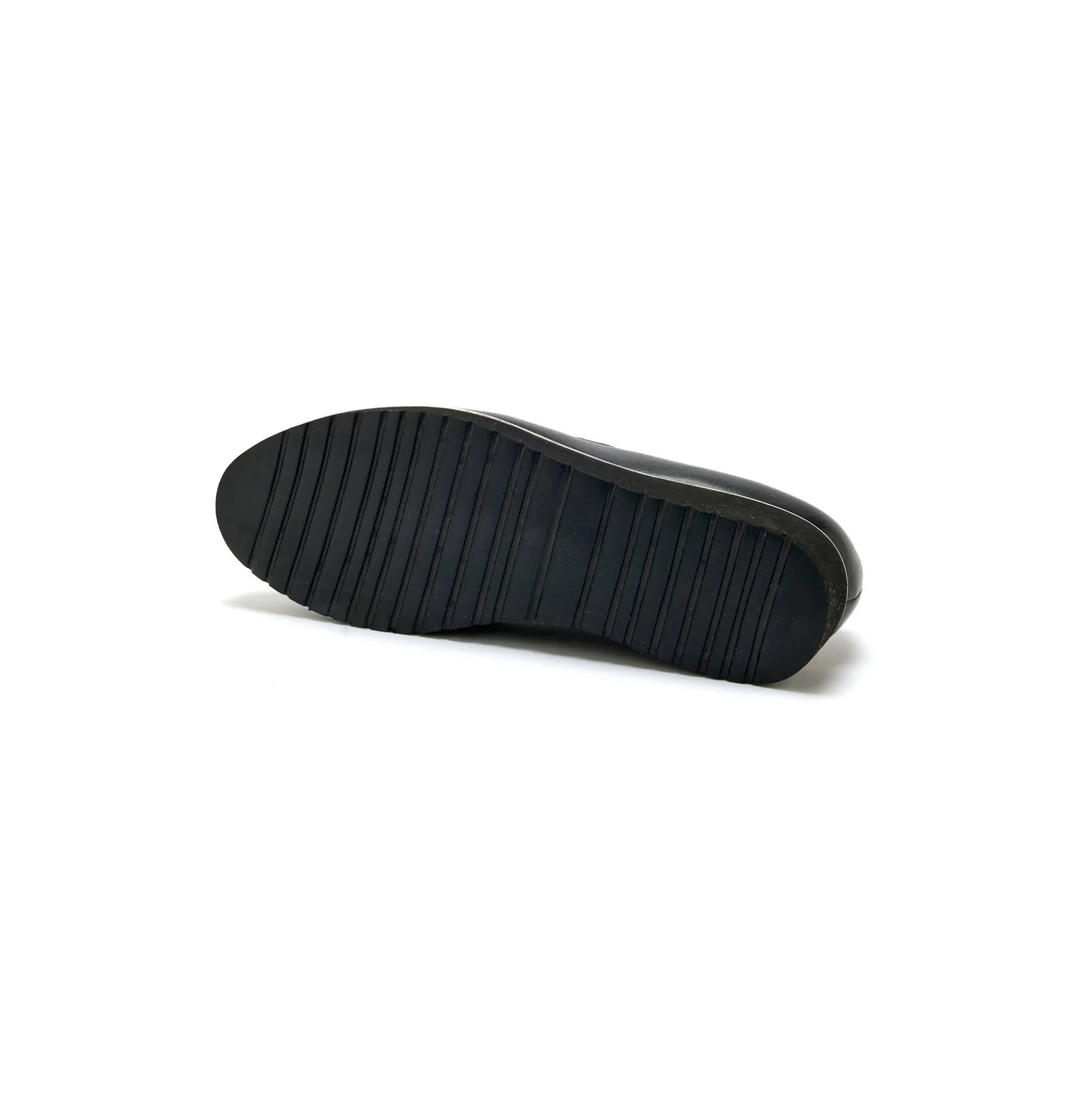 Mocassins met sleehak en fantasiejuweel in leer en luipaard